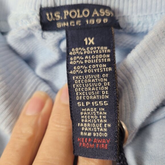 U.S. Polo Assn. Light Blue Jogger Sweatpants 1X Cotton/Polyester Blend Elastic W - Picture 3 of 9